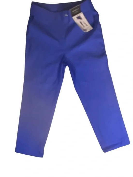 NWT Rafaella Dazzling Blue Stretch Flat Front Capri Pull On Pants Pockets 4 - Picture 2 of 11